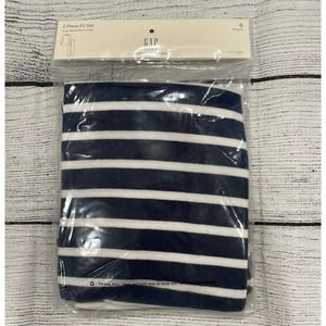 Gap Blue Striped 100% Organic Cotton Kids 6 Snug Fit Print PJ Set E3
